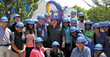 Svanesso, known locally as the braai angel, surrounded by staff before being put into storage